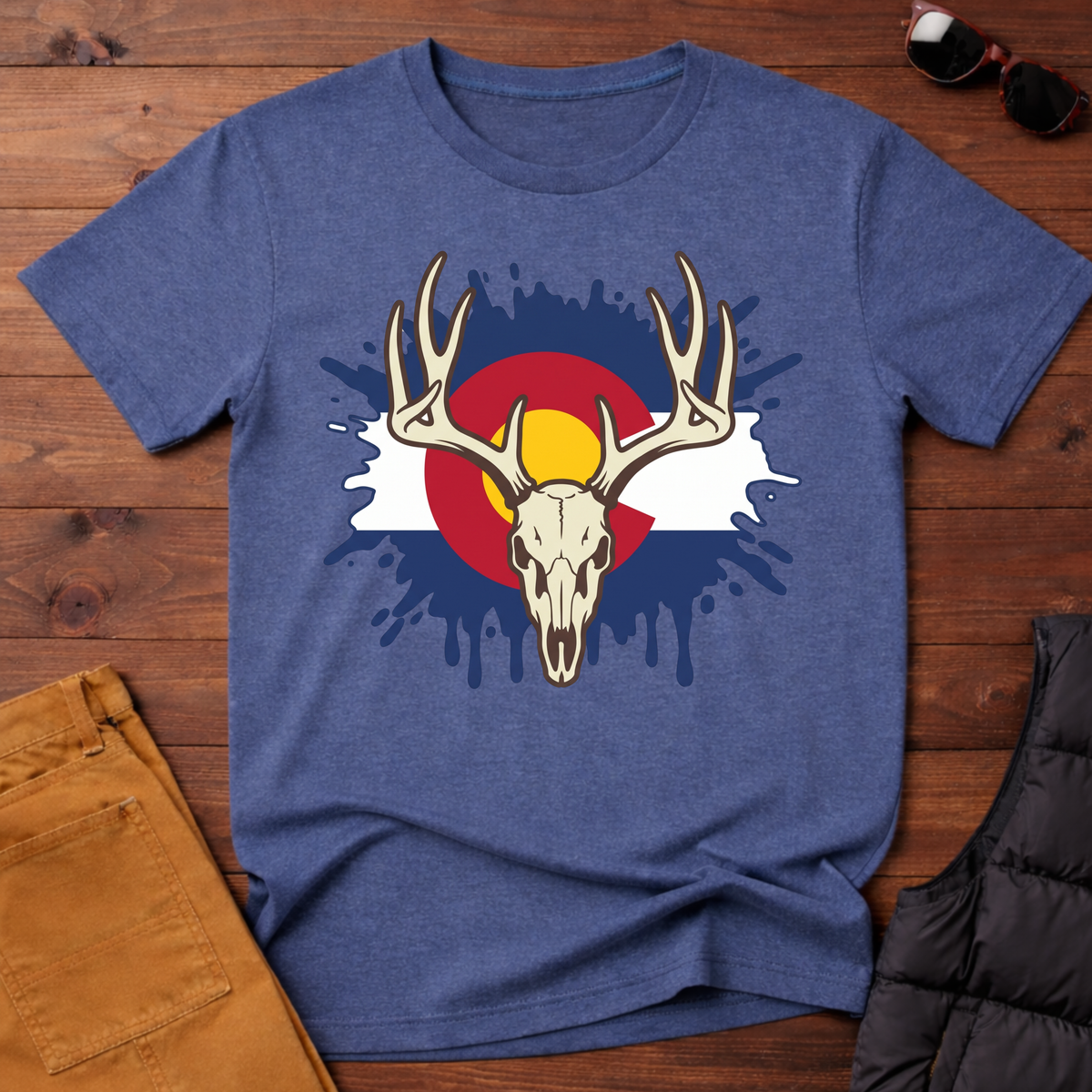 Colorado Flag Deer Skull T-Shirt
