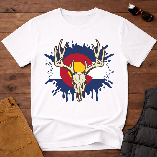Colorado Flag Deer Skull T-Shirt