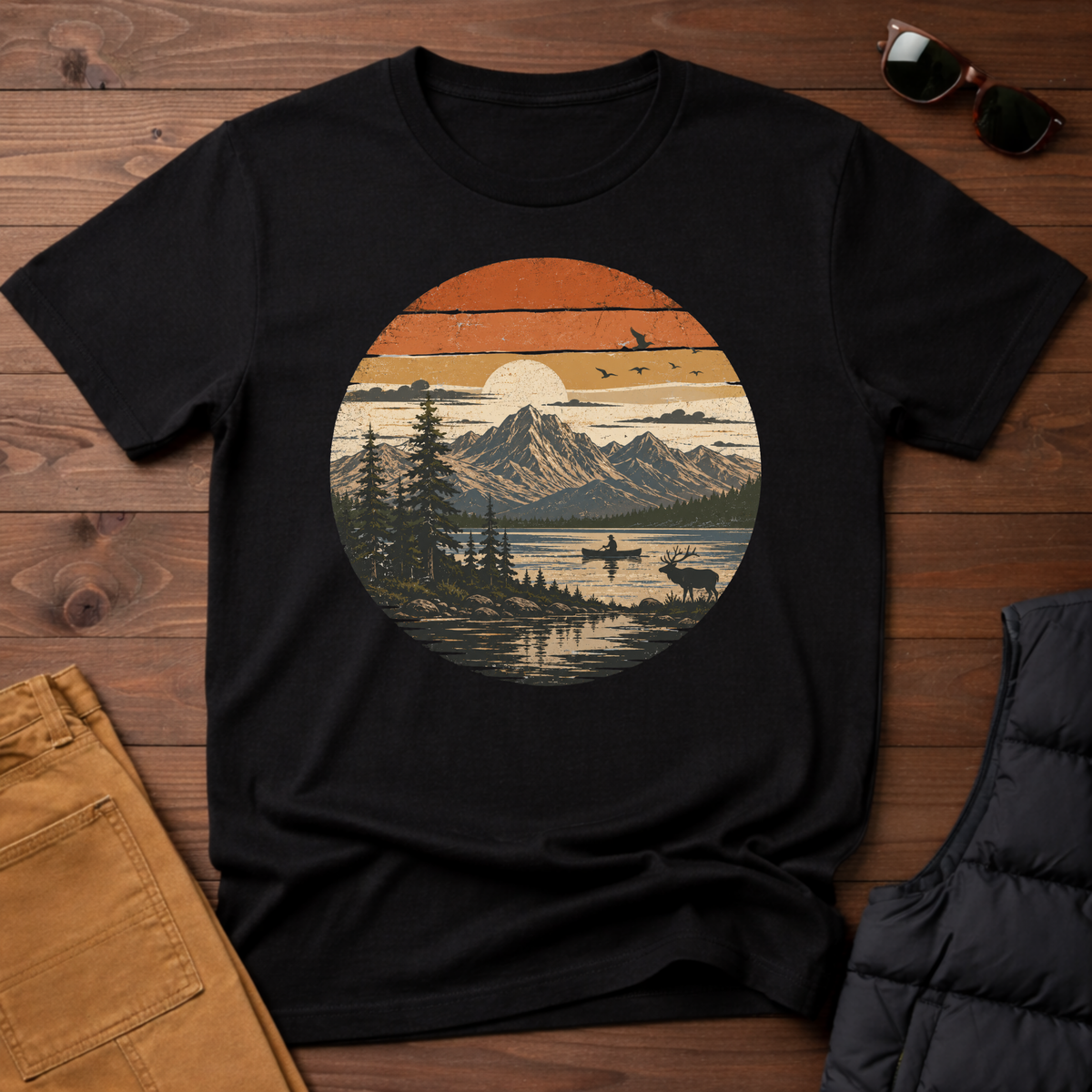 Retro Mountain Lake T-Shirt