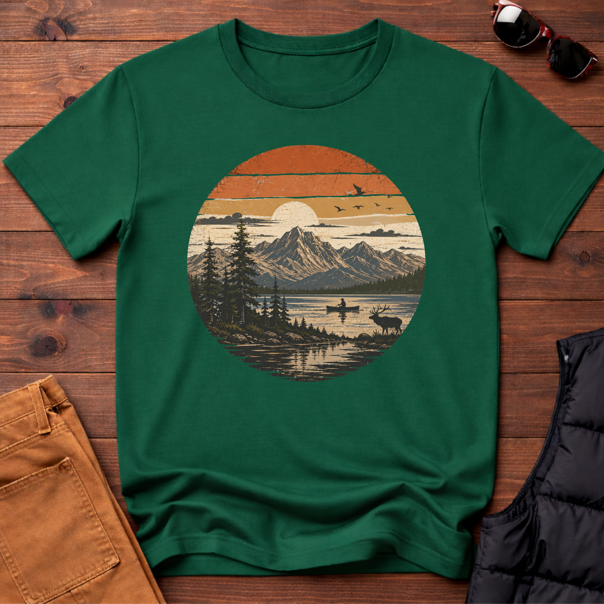 Retro Mountain Lake T-Shirt