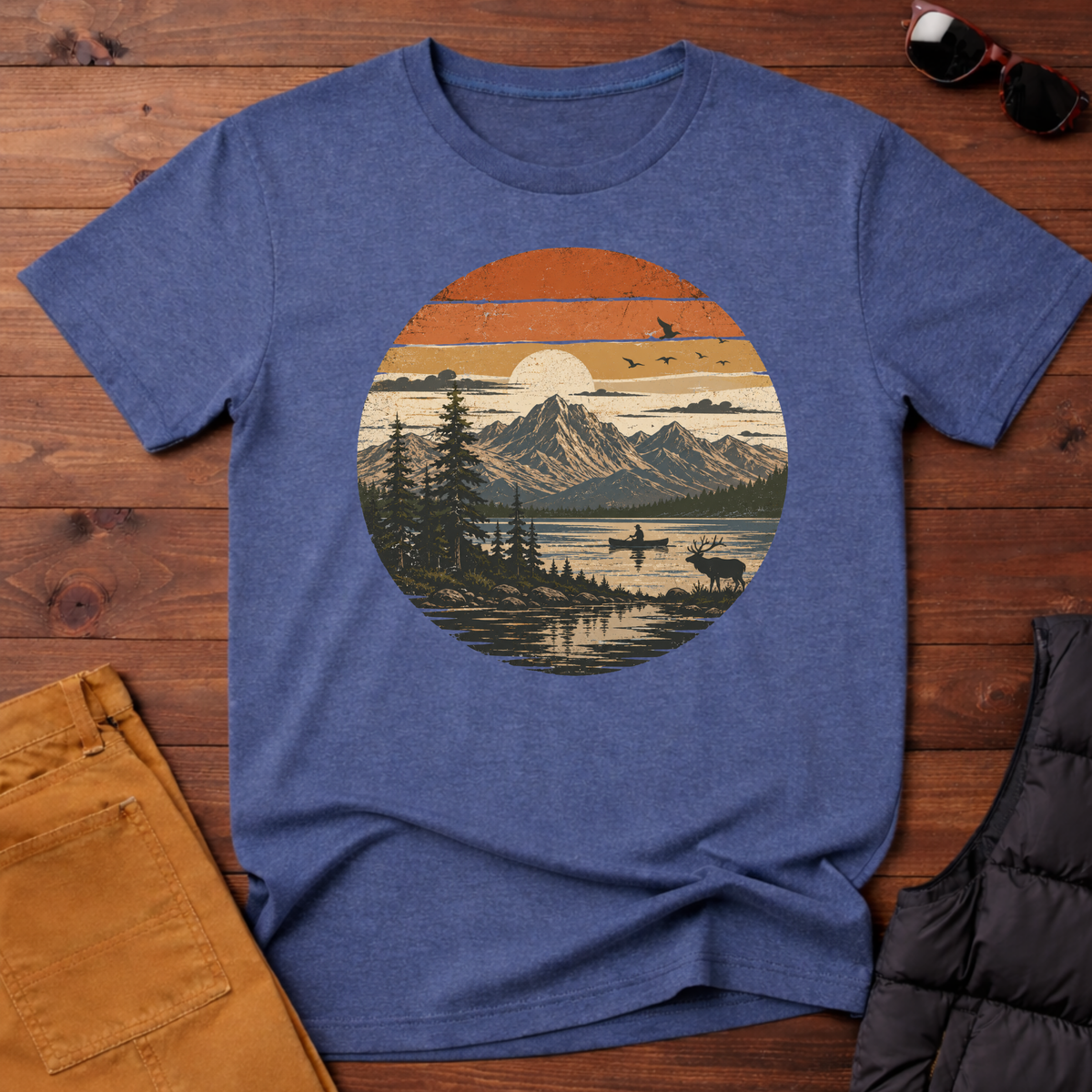 Retro Mountain Lake T-Shirt