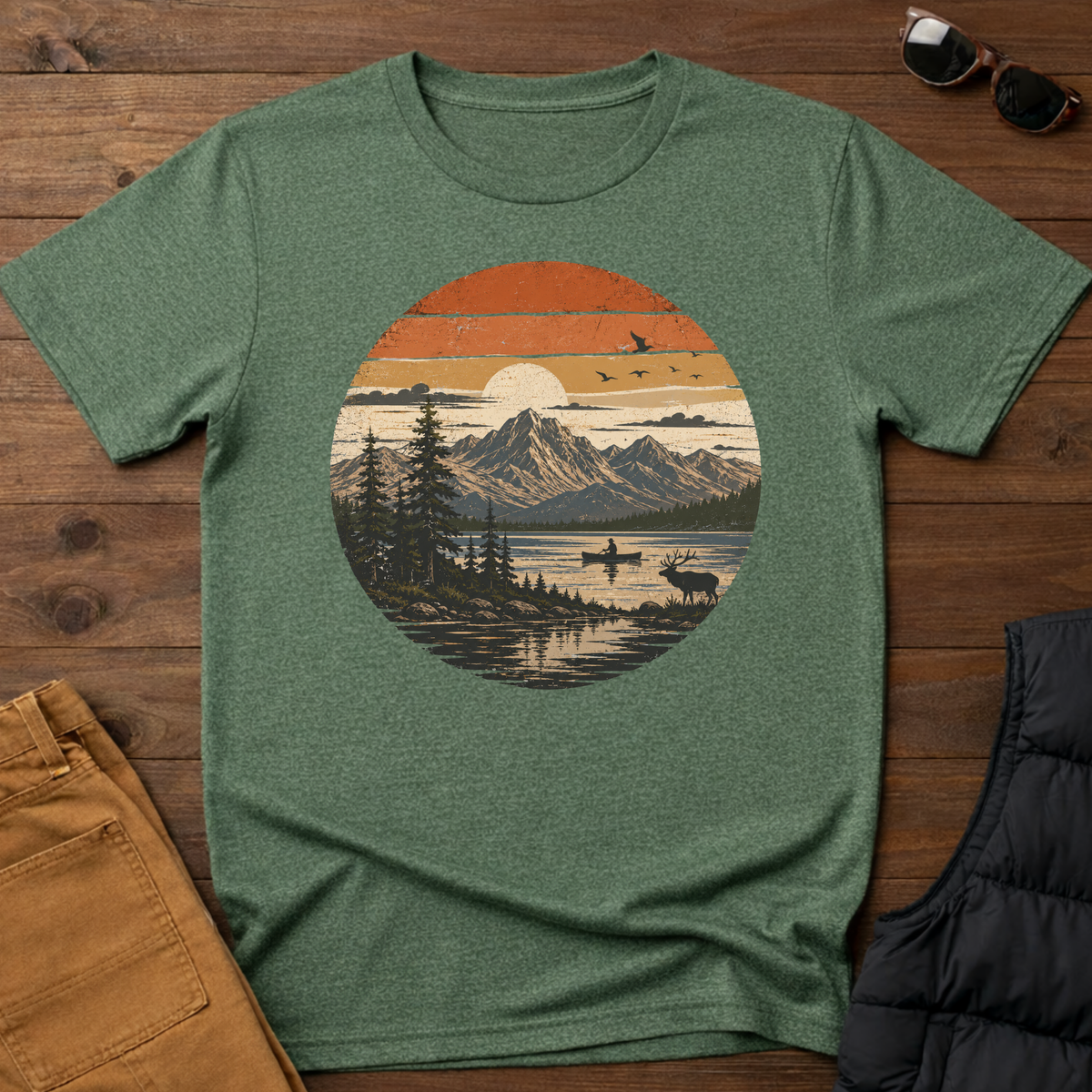Retro Mountain Lake T-Shirt