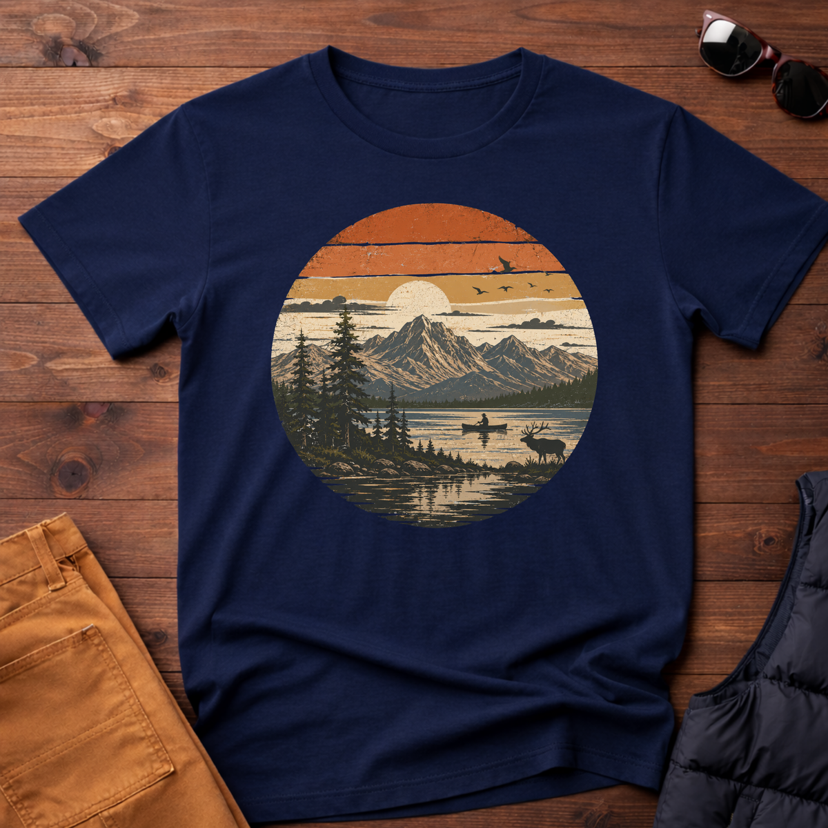 Retro Mountain Lake T-Shirt