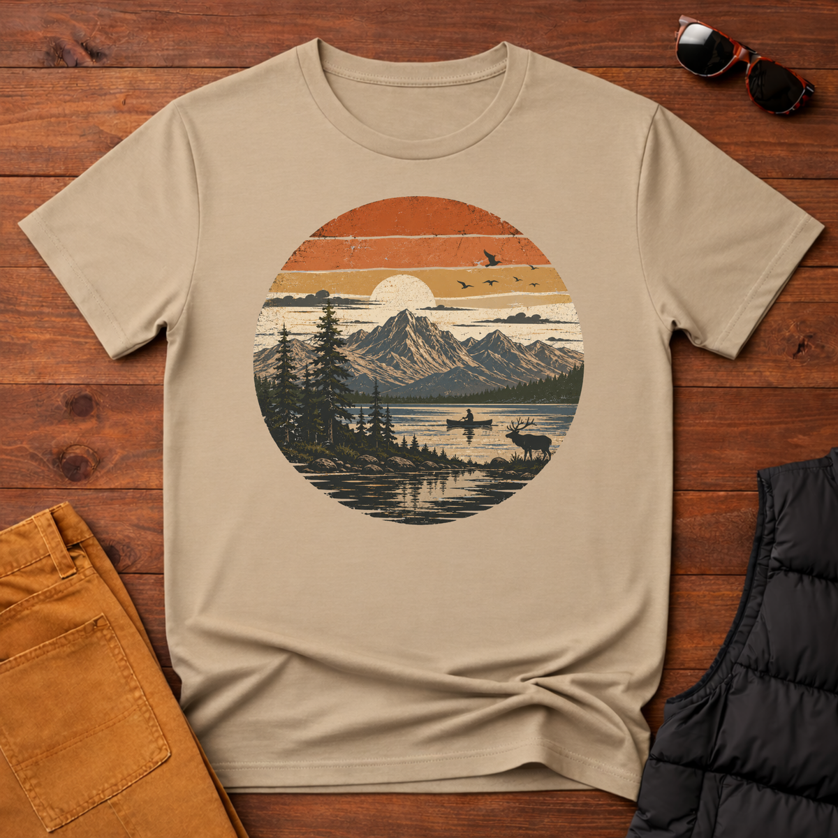 Retro Mountain Lake T-Shirt