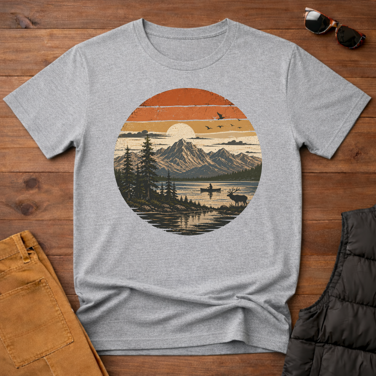Retro Mountain Lake T-Shirt