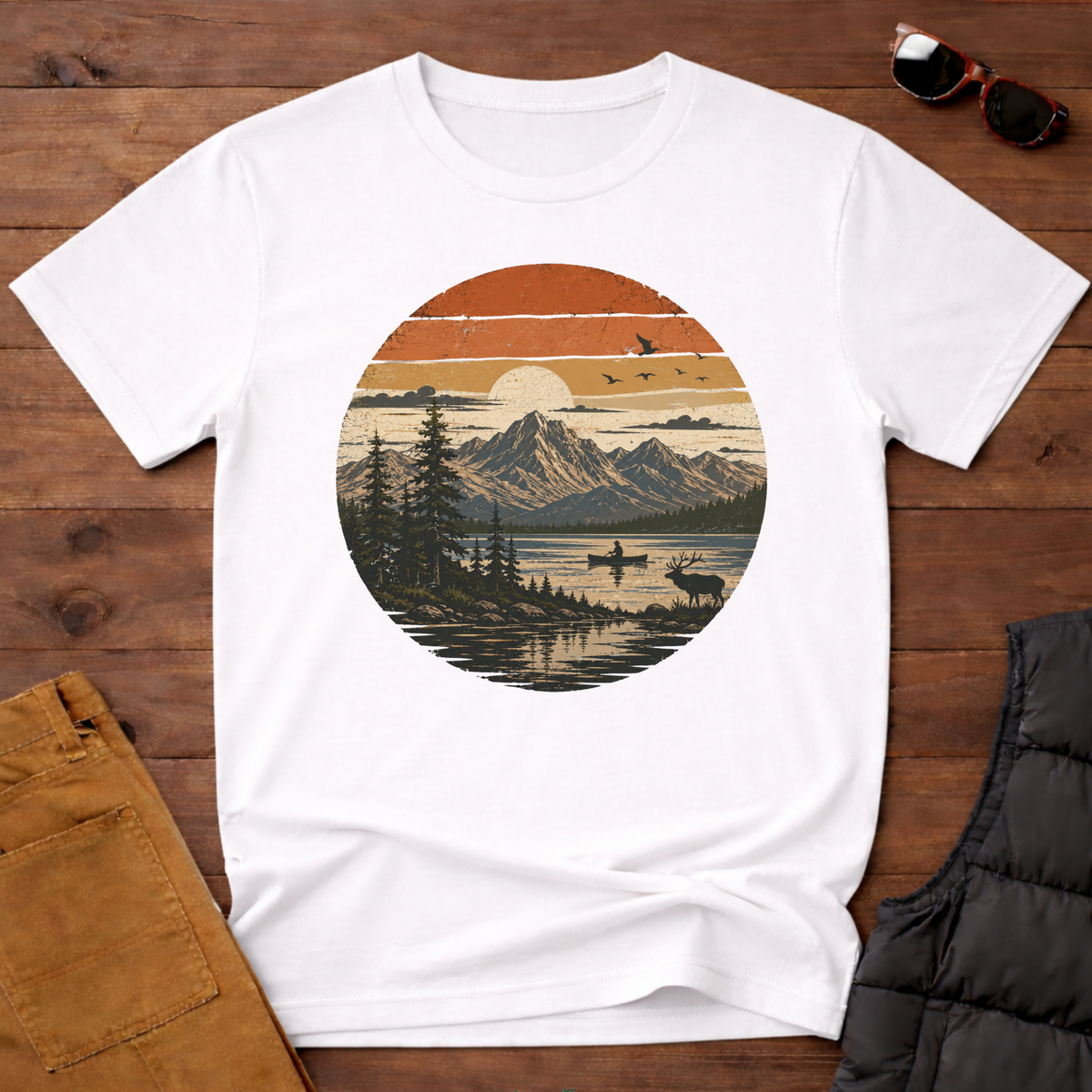 Retro Mountain Lake T-Shirt