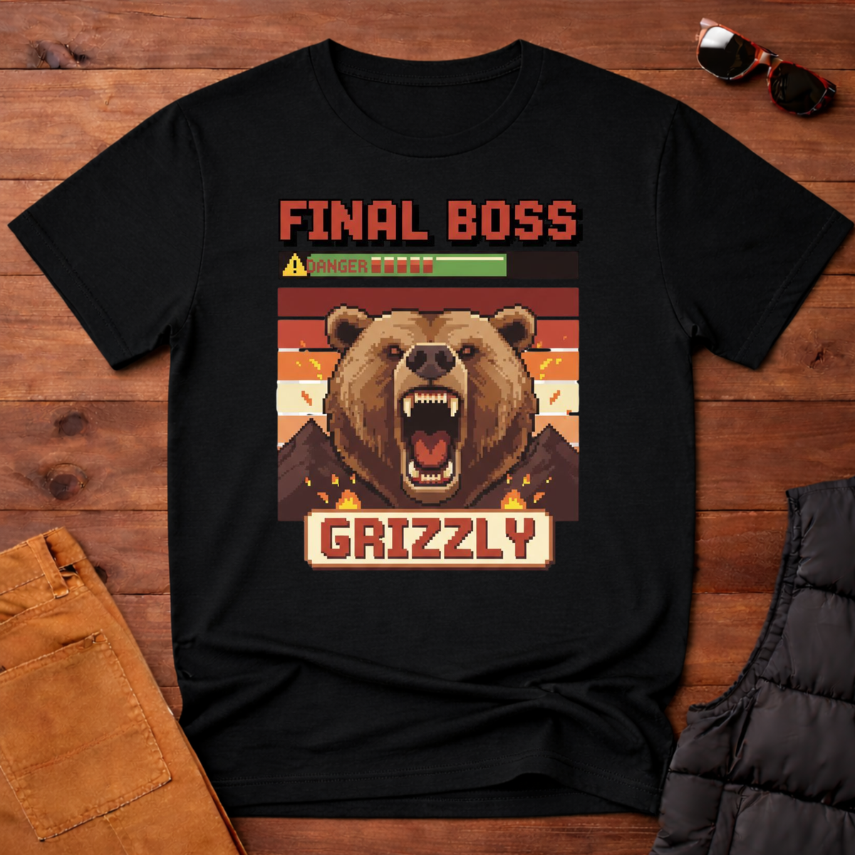 8-Bit Final Boss Grizzly T-Shirt