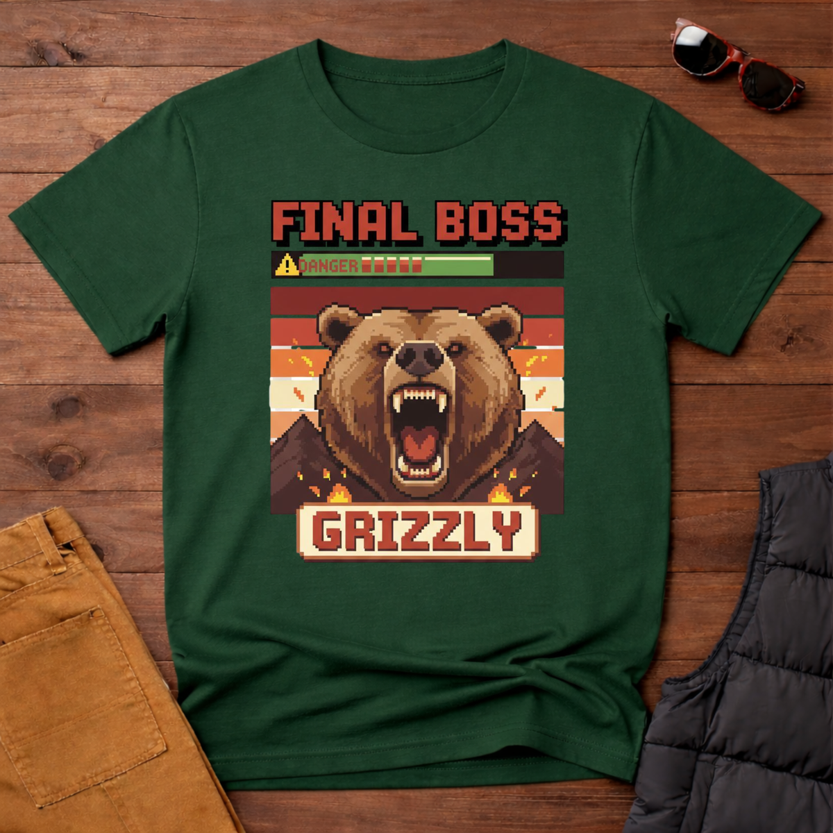 8-Bit Final Boss Grizzly T-Shirt