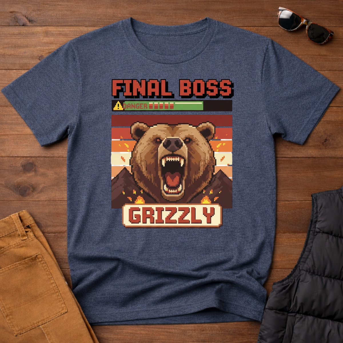 8-Bit Final Boss Grizzly T-Shirt