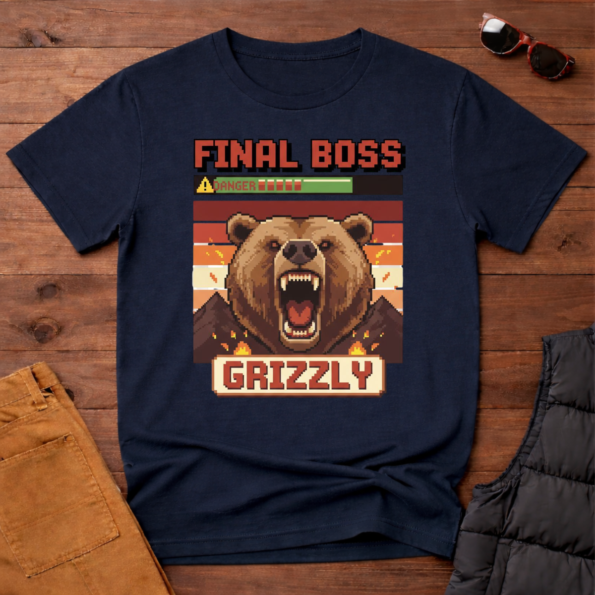 8-Bit Final Boss Grizzly T-Shirt