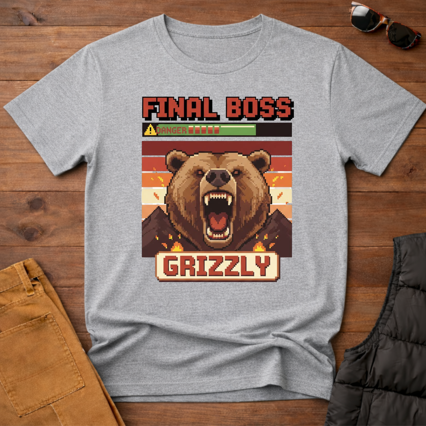 8-Bit Final Boss Grizzly T-Shirt | Yampa Roots