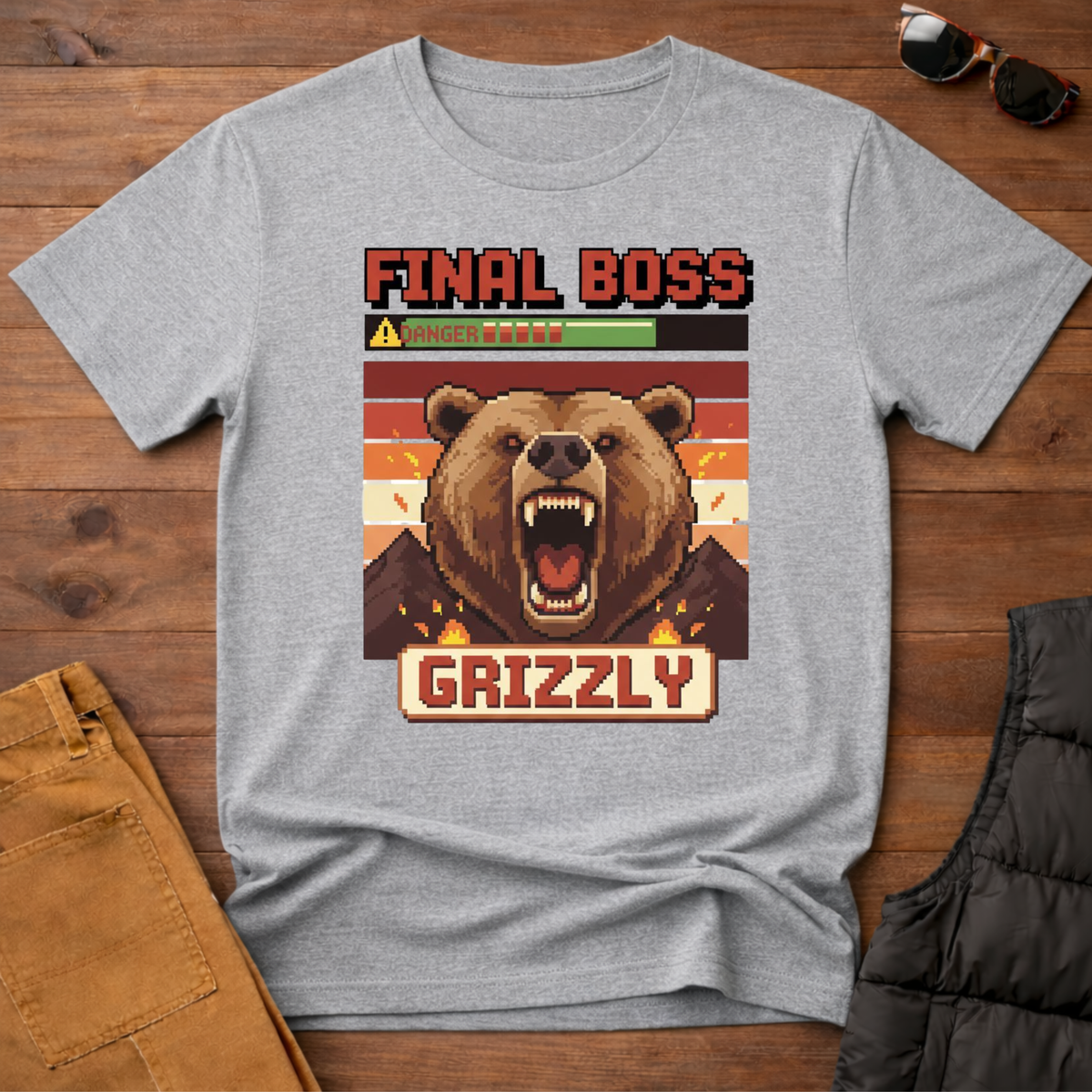 8-Bit Final Boss Grizzly T-Shirt