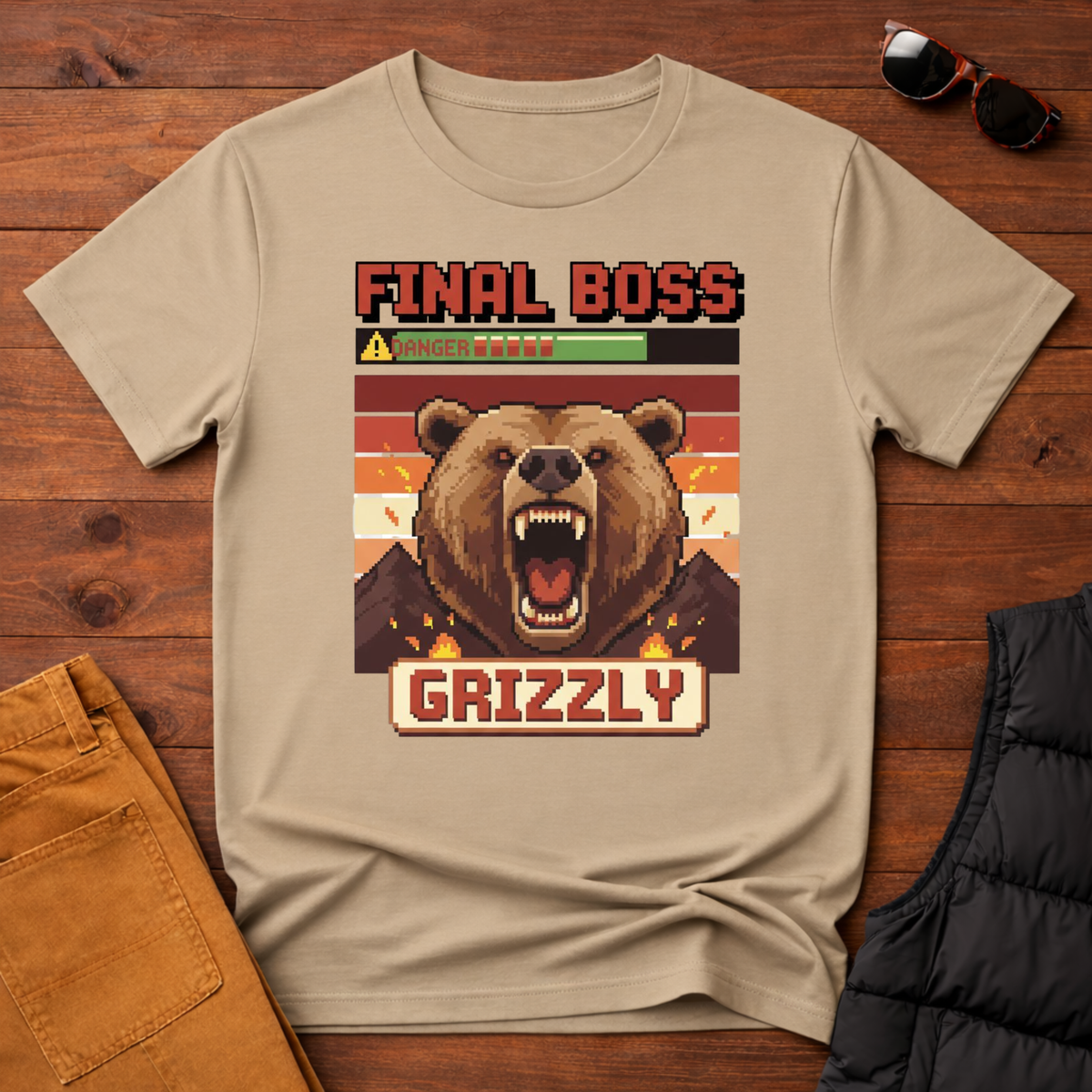 8-Bit Final Boss Grizzly T-Shirt