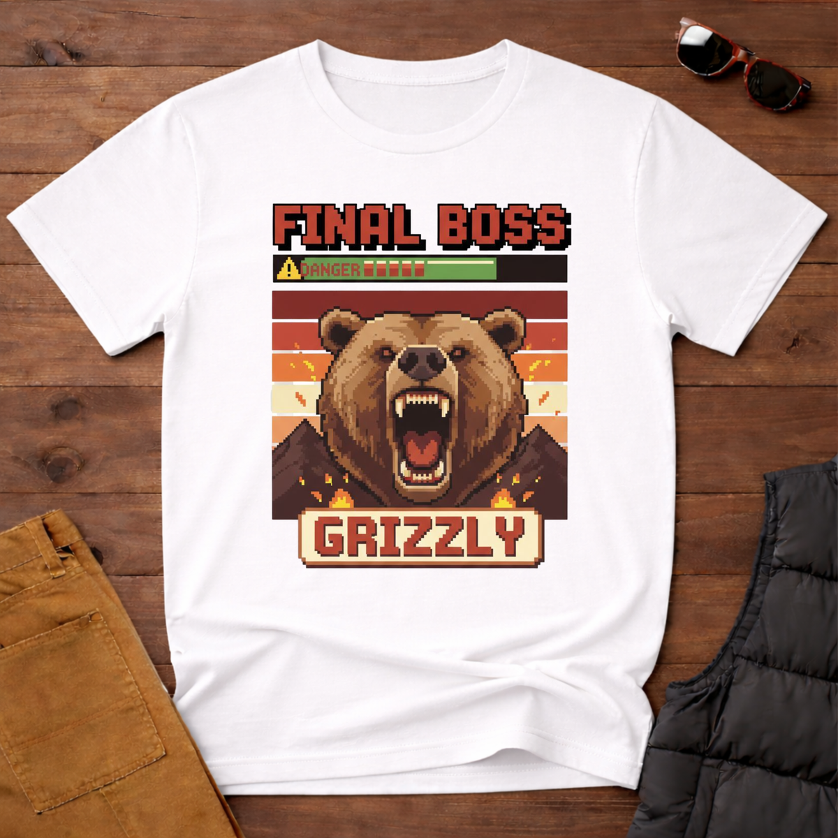 8-Bit Final Boss Grizzly T-Shirt