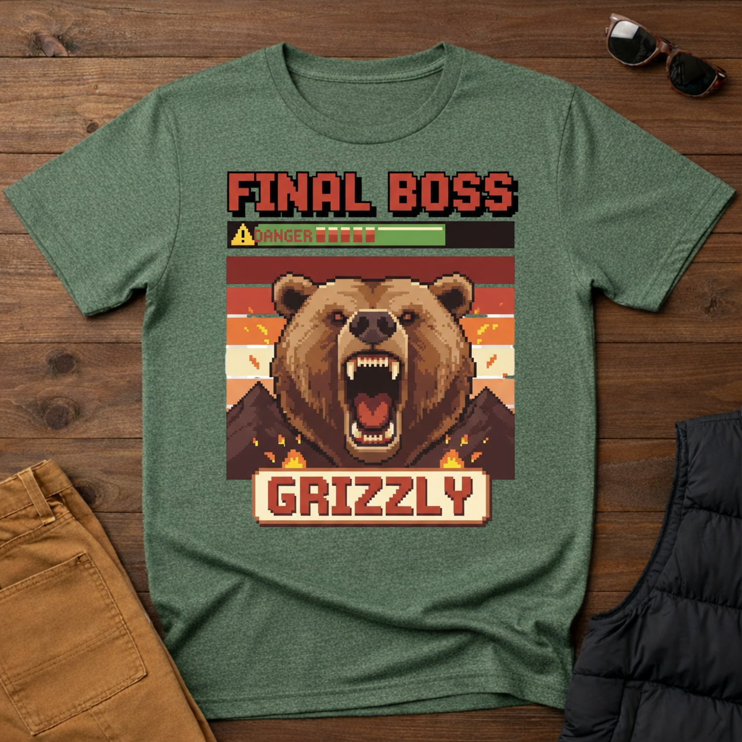 8-Bit Final Boss Grizzly T-Shirt | Yampa Roots