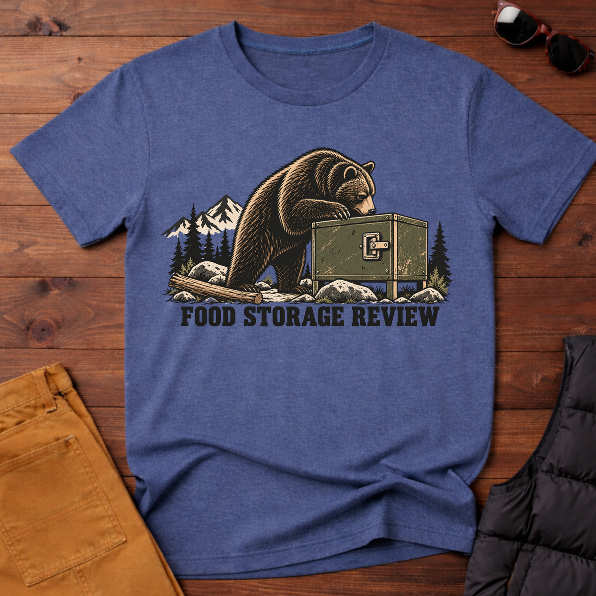 Food Storage Review Bear T-Shirt — Camping, Prepper & Outdoor Survival Tee