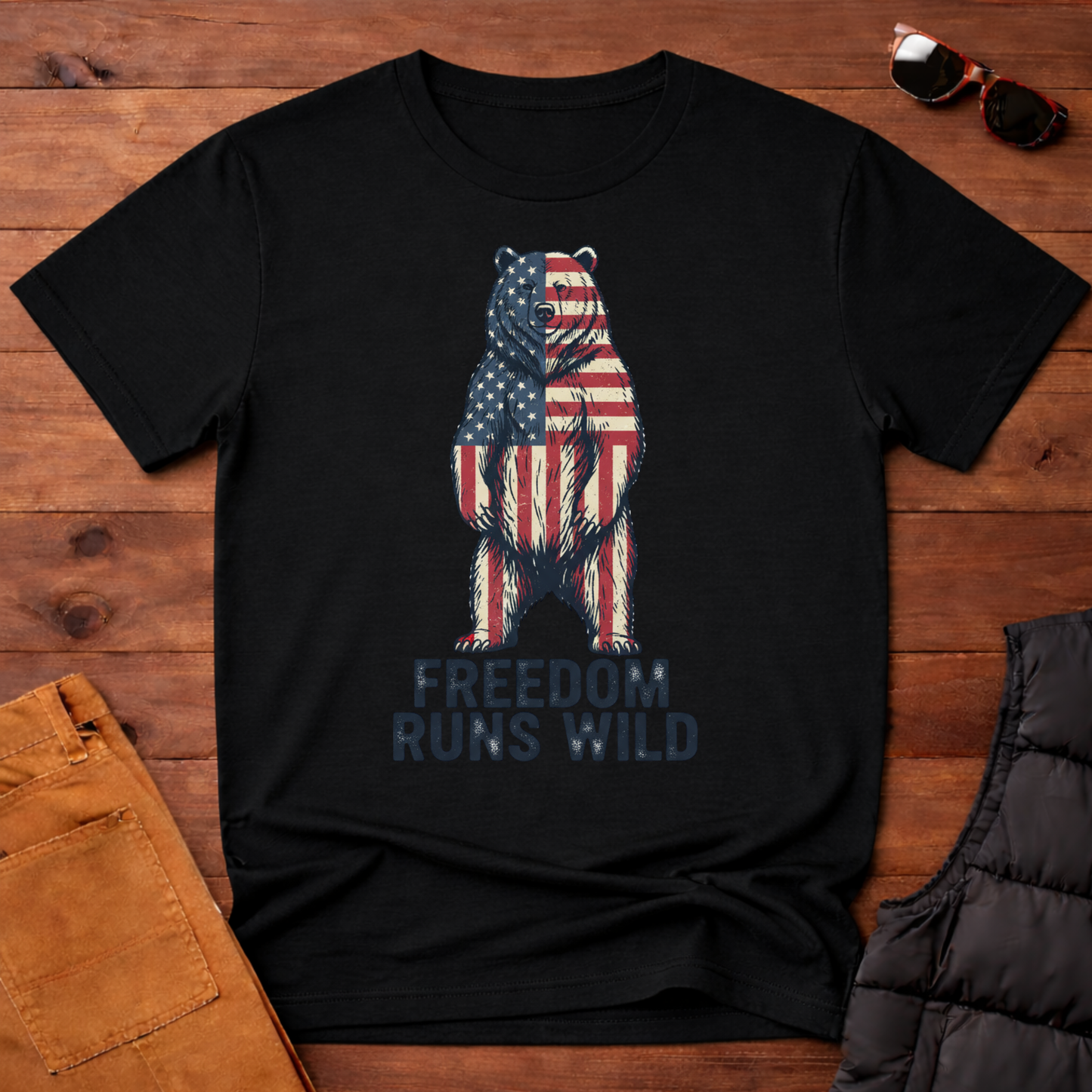 Patriotic Bear Freedom Runs Wild T-Shirt