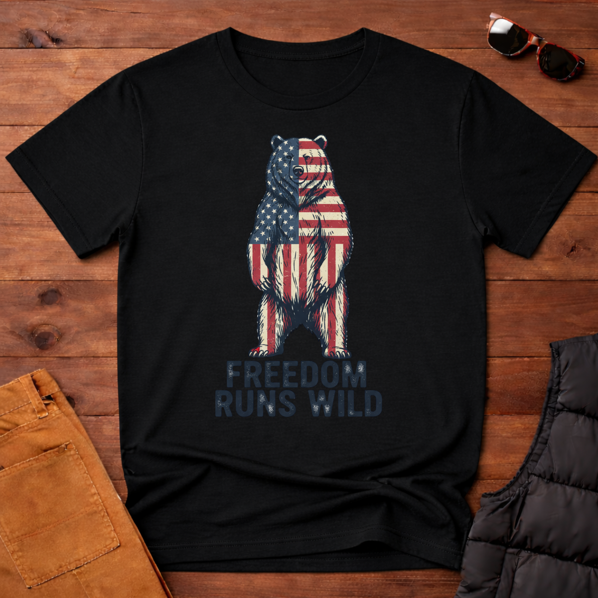 Patriotic Bear Freedom Runs Wild T-Shirt