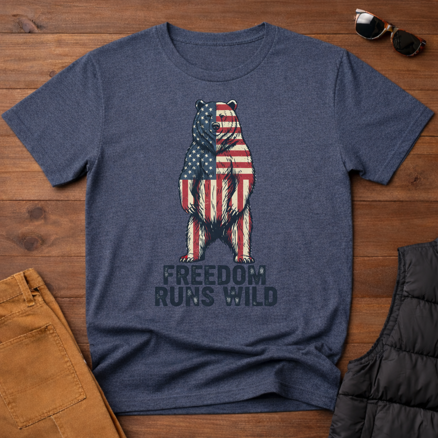 Patriotic Bear Freedom Runs Wild T-Shirt