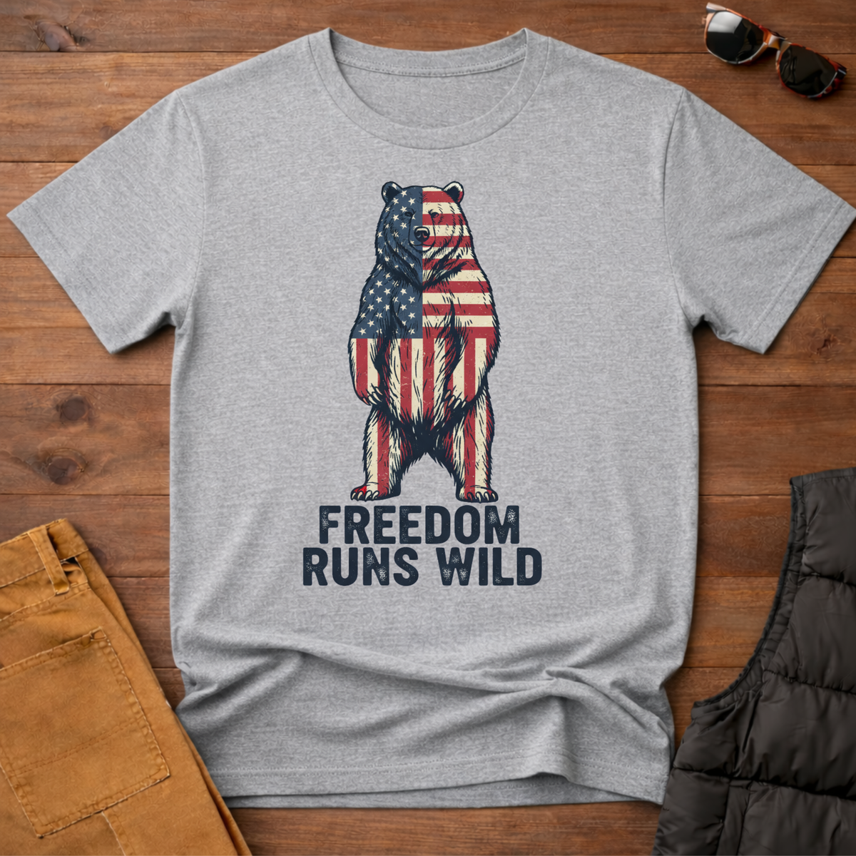 Patriotic Bear Freedom Runs Wild T-Shirt