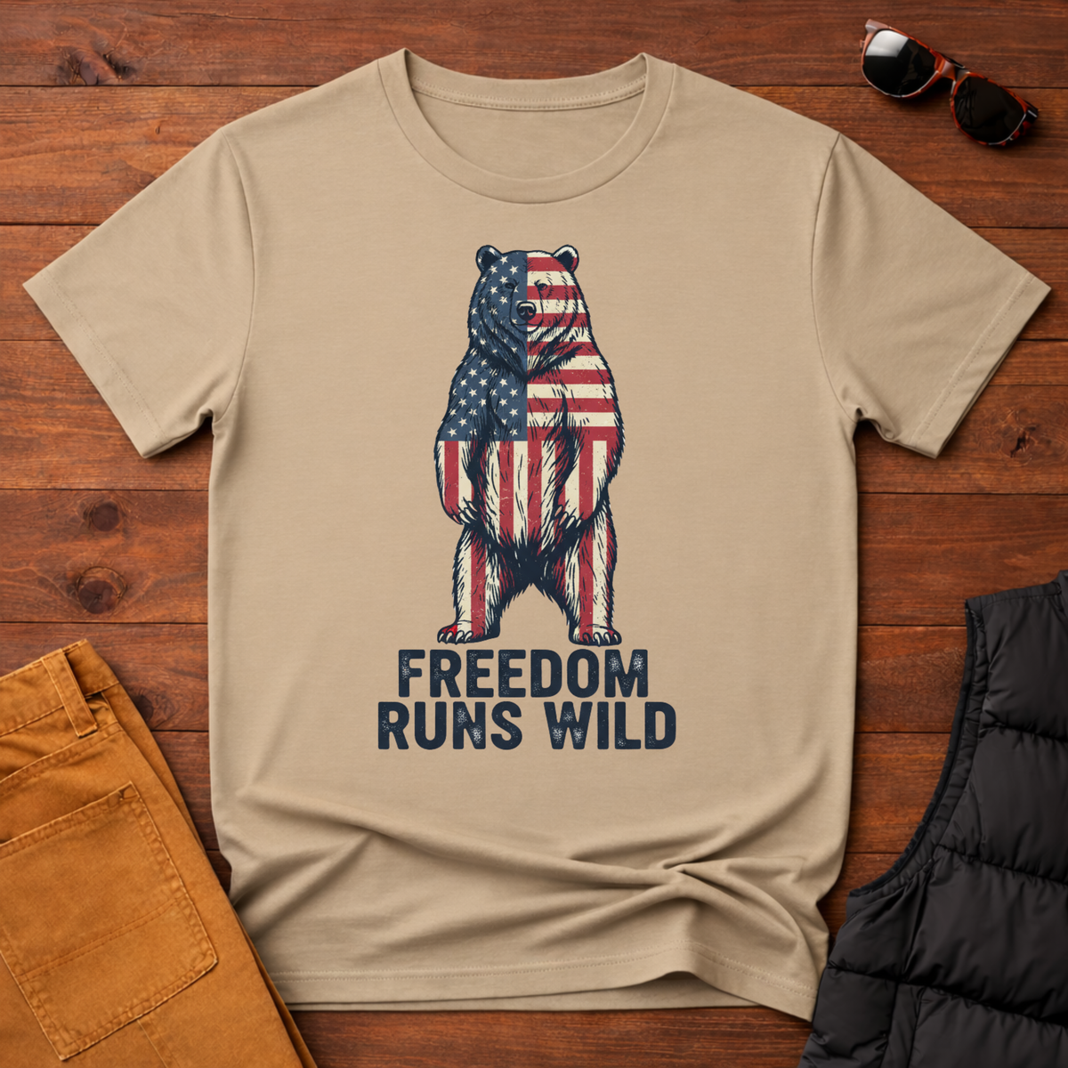 Patriotic Bear Freedom Runs Wild T-Shirt