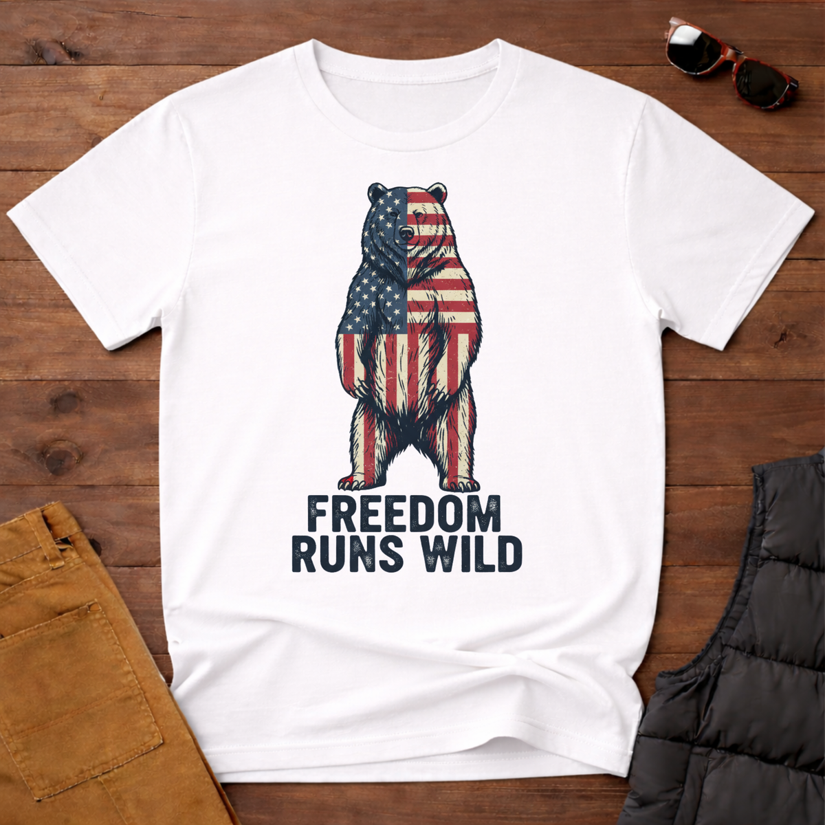 Patriotic Bear Freedom Runs Wild T-Shirt