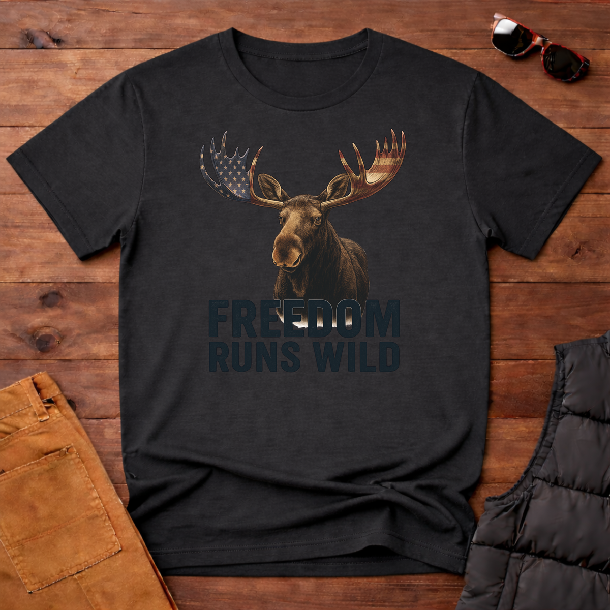 Patriotic Moose Freedom Runs Wild T-Shirt