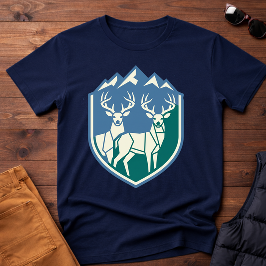 Geometric Deer Mountain Badge T-Shirt