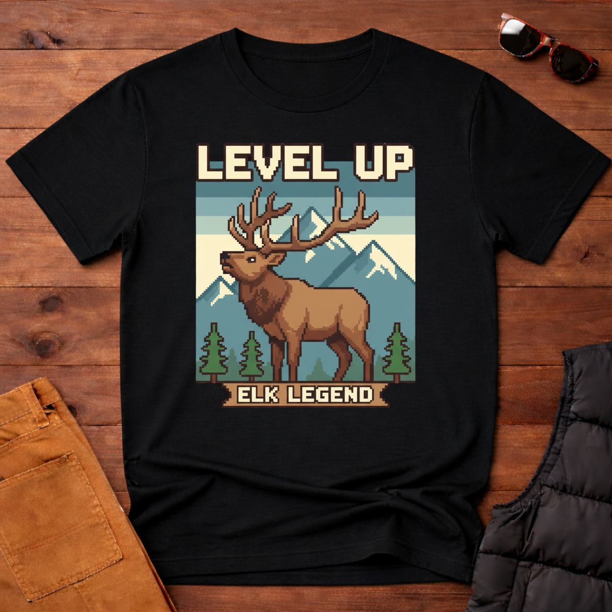 8-Bit Level Up Elk Legend T-Shirt