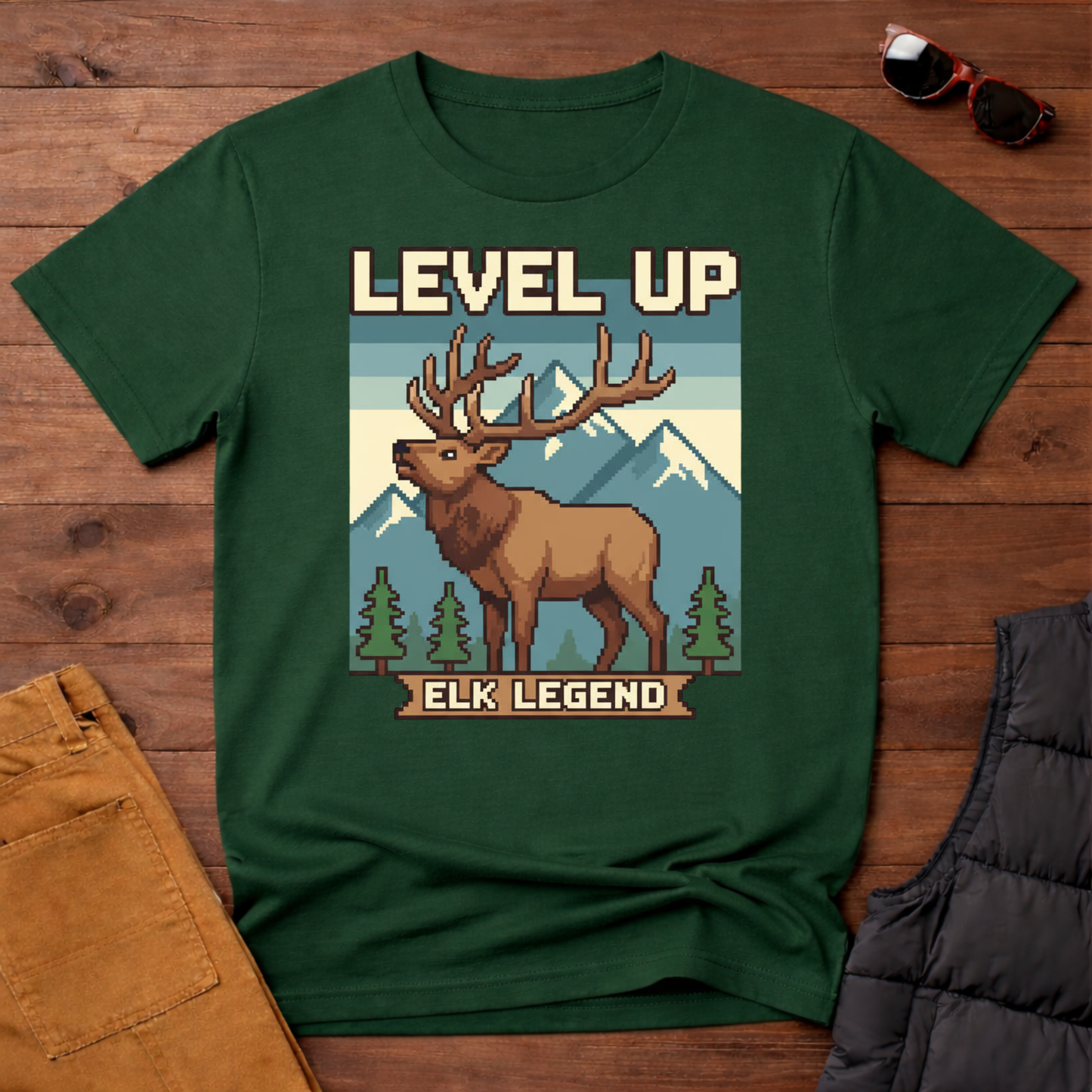 8-Bit Level Up Elk Legend T-Shirt | Yampa Roots