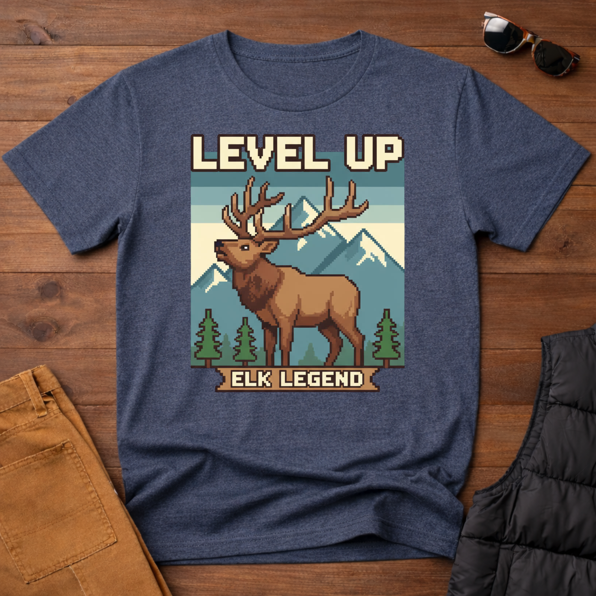 8-Bit Level Up Elk Legend T-Shirt