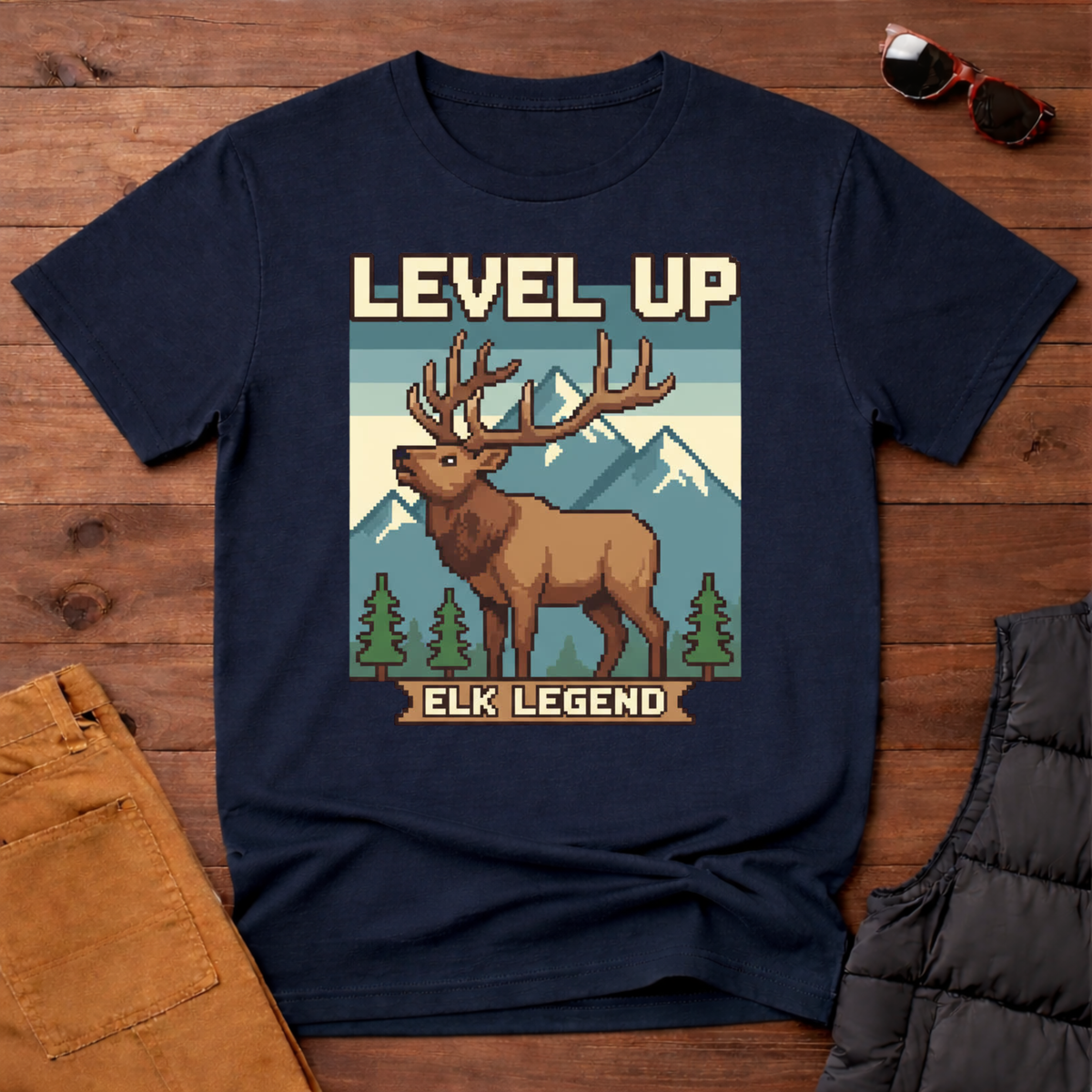 8-Bit Level Up Elk Legend T-Shirt