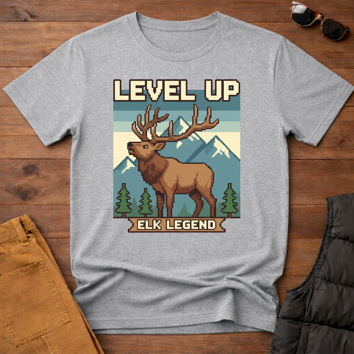 8-Bit Level Up Elk Legend T-Shirt