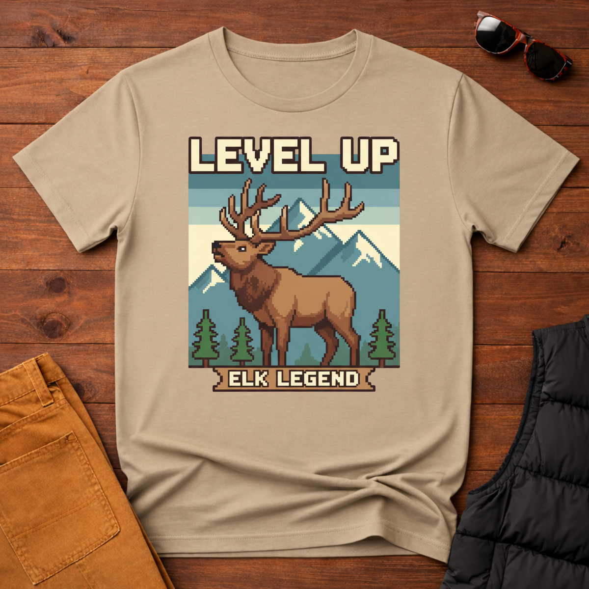 8-Bit Level Up Elk Legend T-Shirt