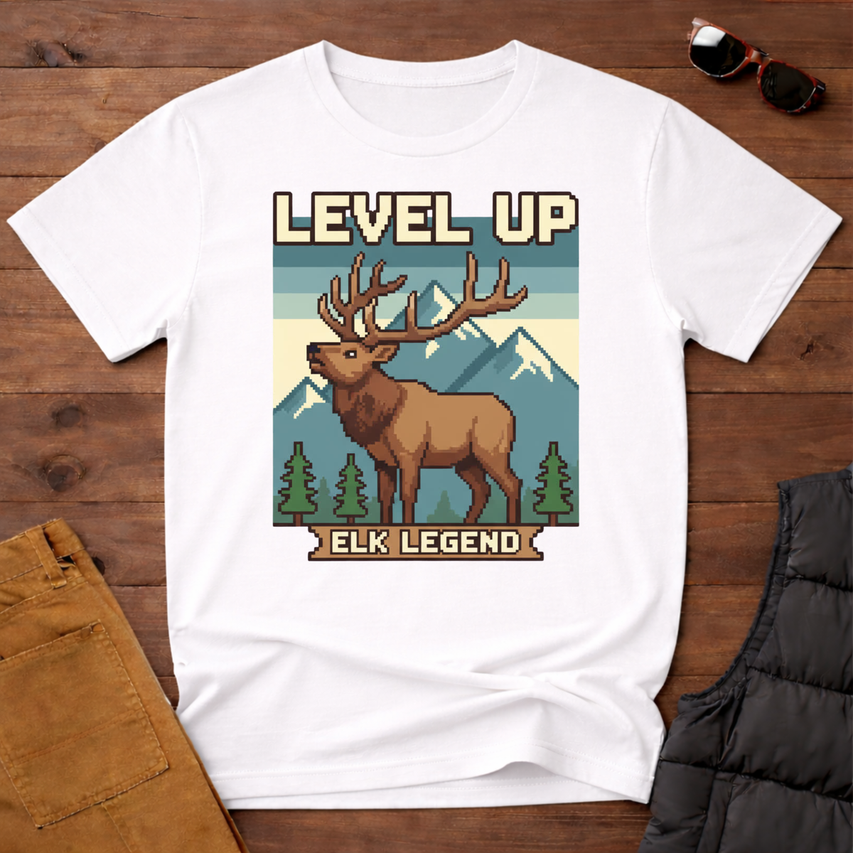 8-Bit Level Up Elk Legend T-Shirt