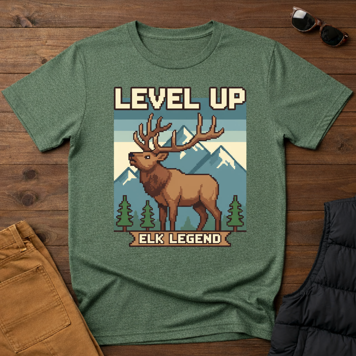 8-Bit Level Up Elk Legend T-Shirt
