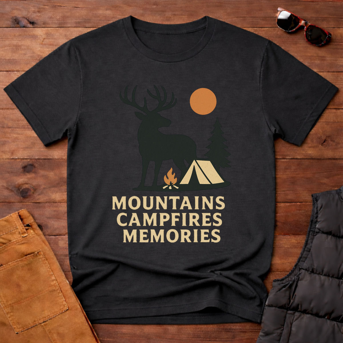 Mountains Campfires Memories Elk T-Shirt