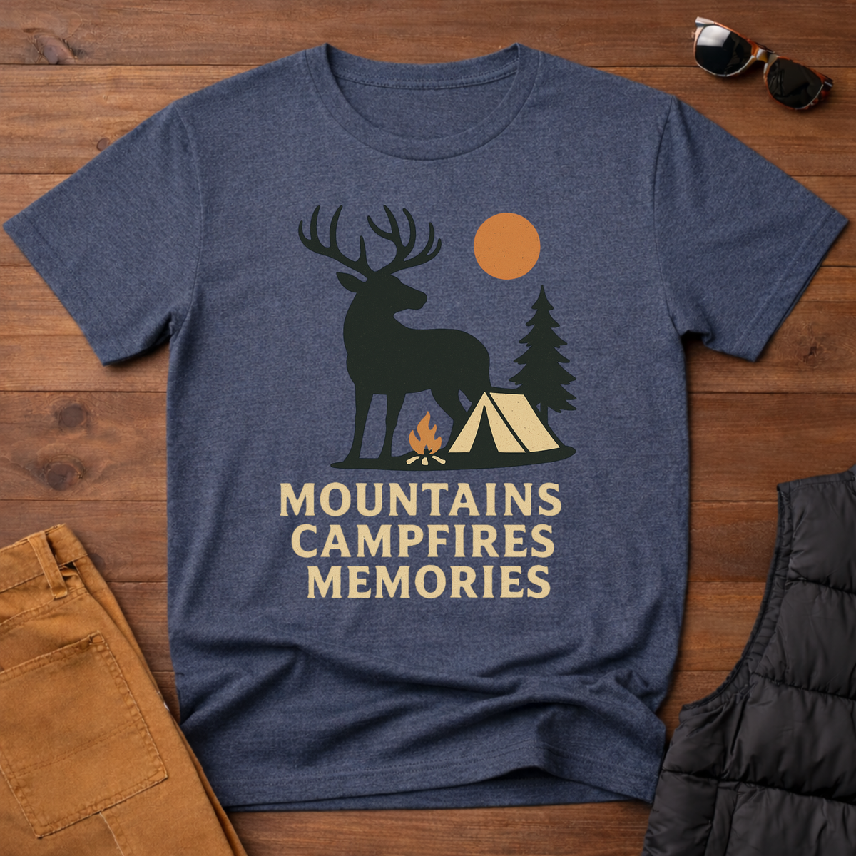 Mountains Campfires Memories Elk T-Shirt