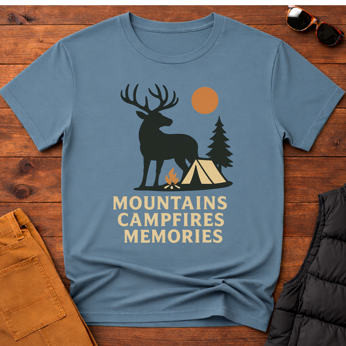 Mountains Campfires Memories Elk T-Shirt