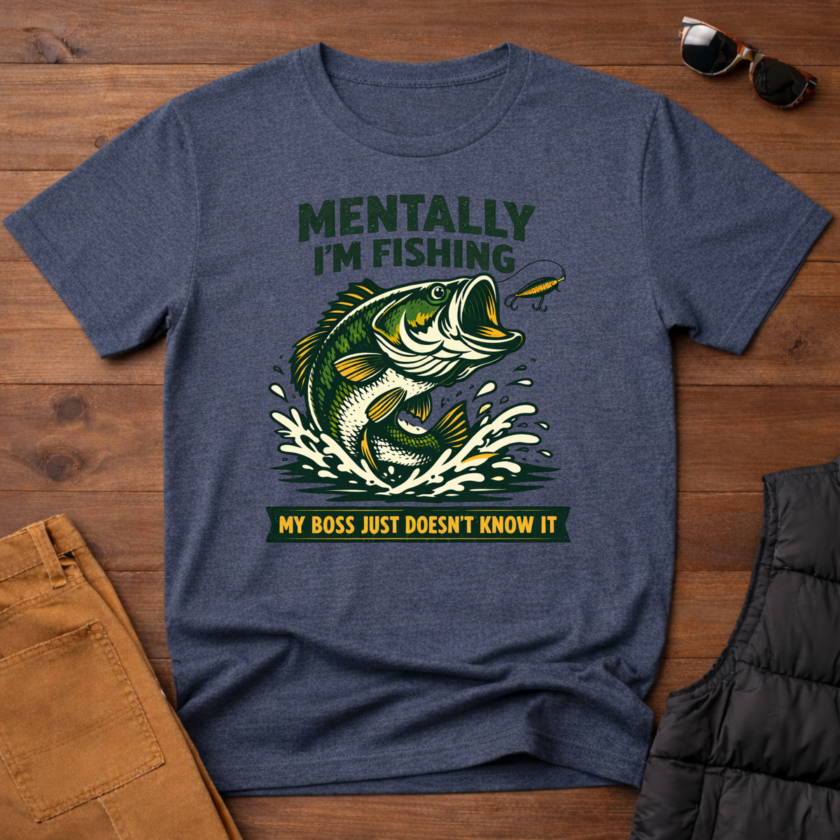 Hooked On Fishing Forced To Work Fishing T-Shirt