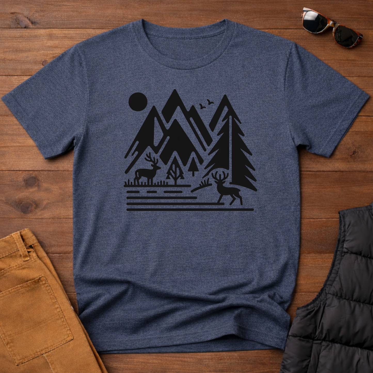Minimal Mountain Deer T-Shirt