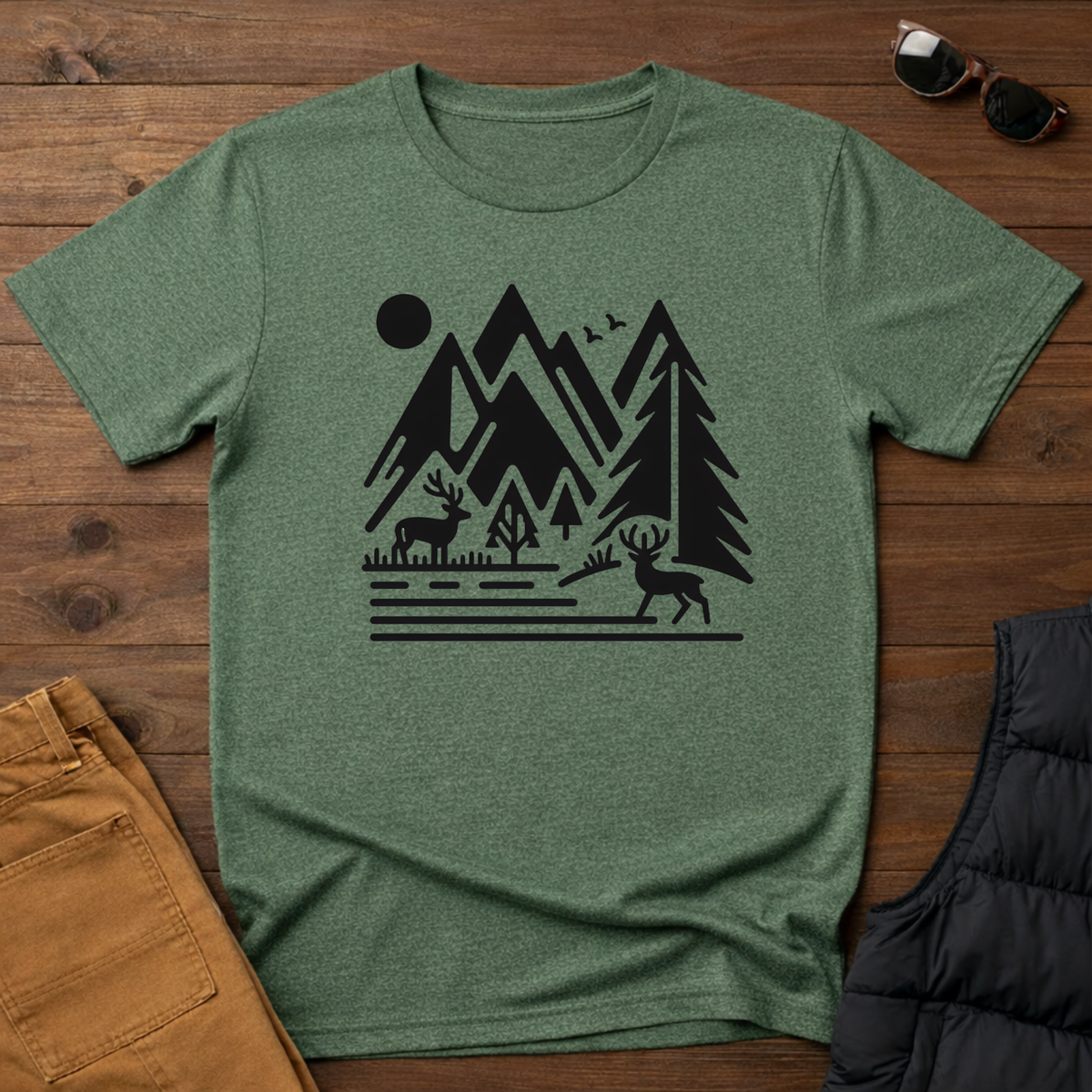 Minimal Mountain Deer T-Shirt