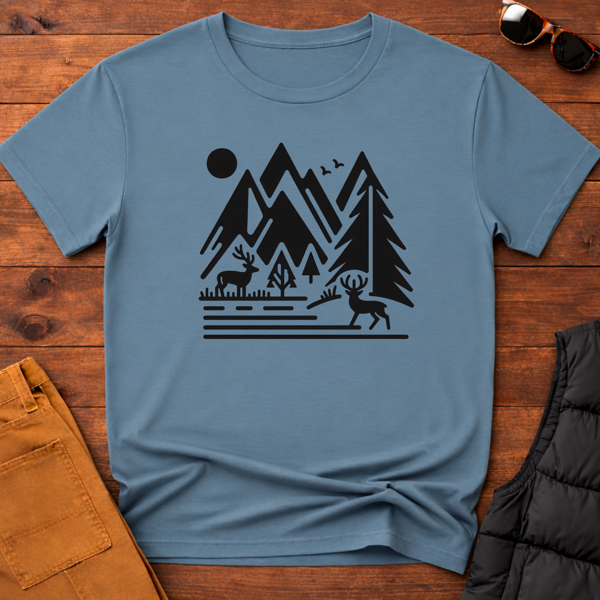 Minimal Mountain Deer T-Shirt