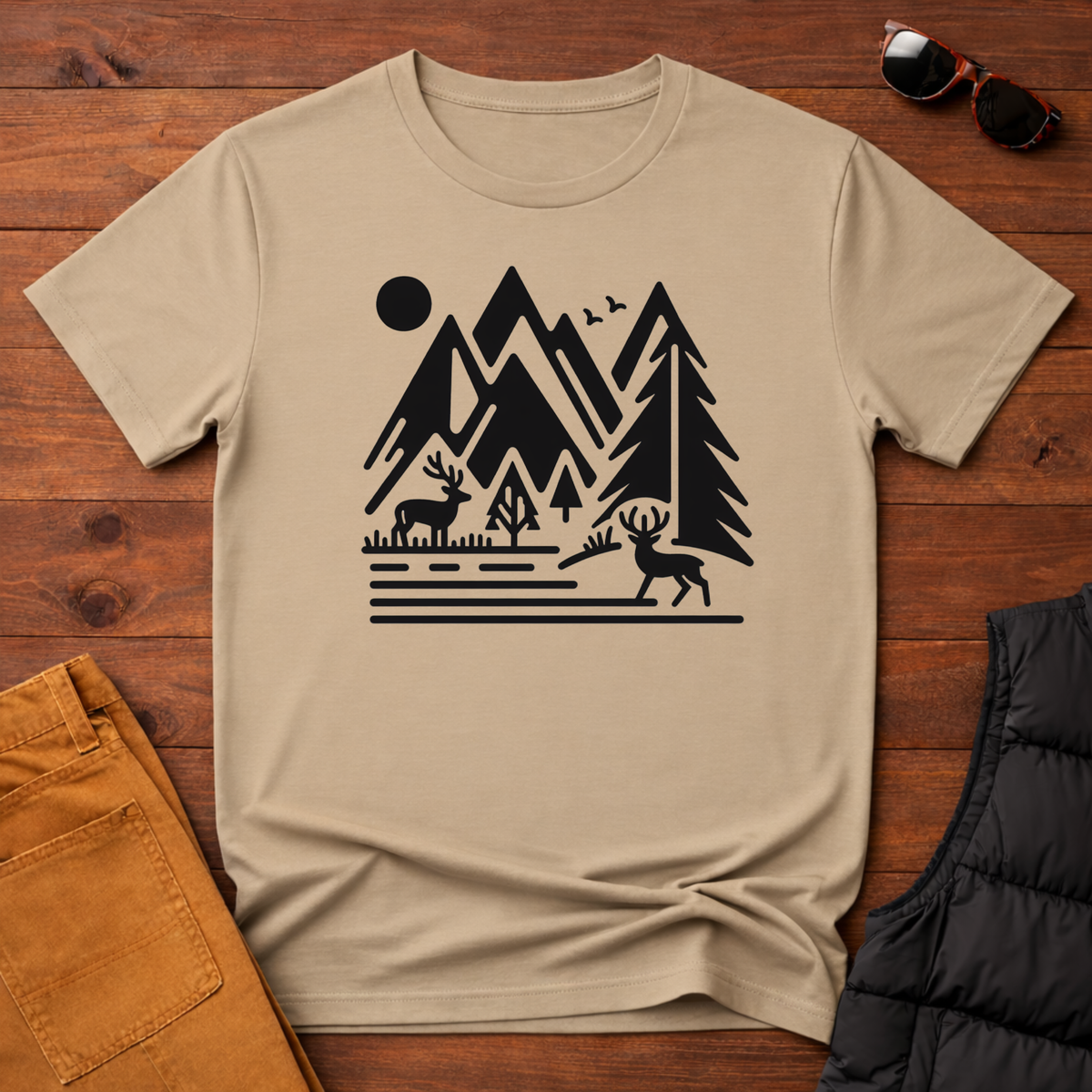 Minimal Mountain Deer T-Shirt