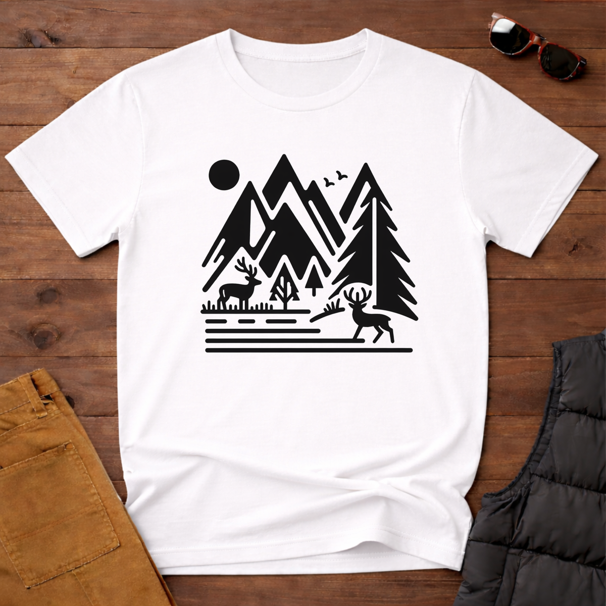 Minimal Mountain Deer T-Shirt
