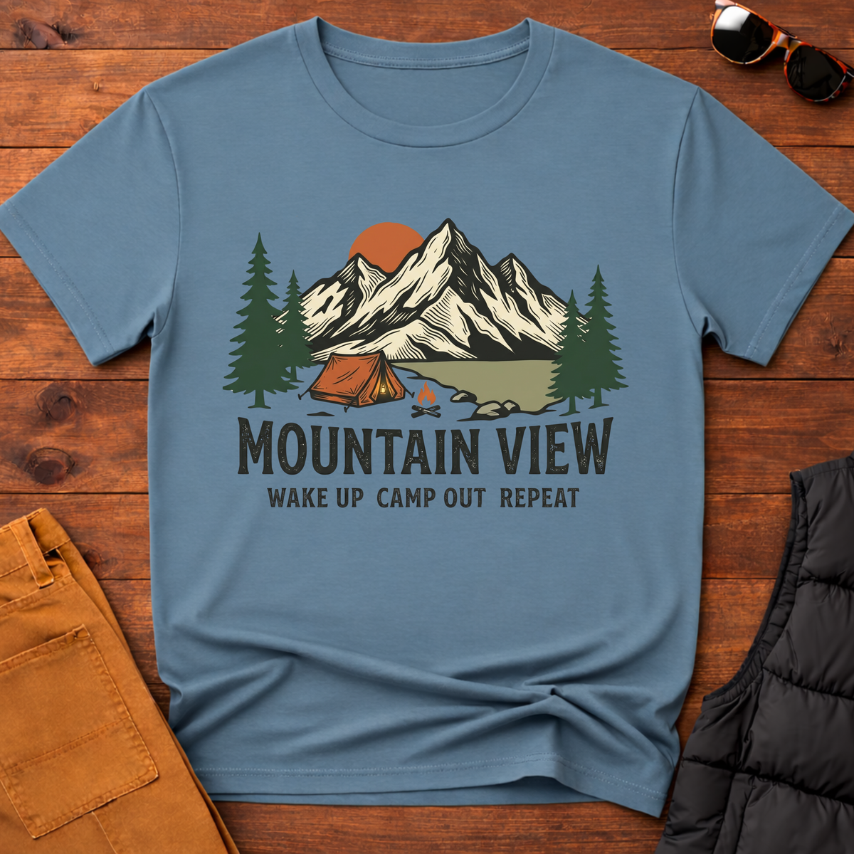 Mountain View / Wake Up Camp Out Repeat T Shirt