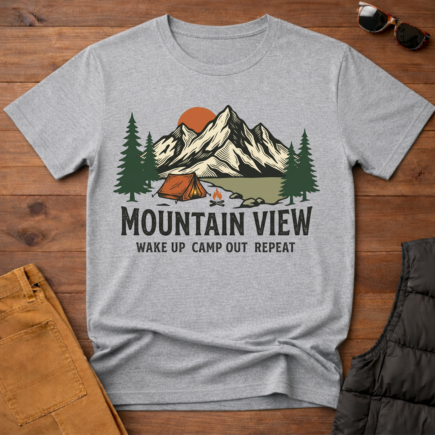 Mountain View / Wake Up Camp Out Repeat T Shirt