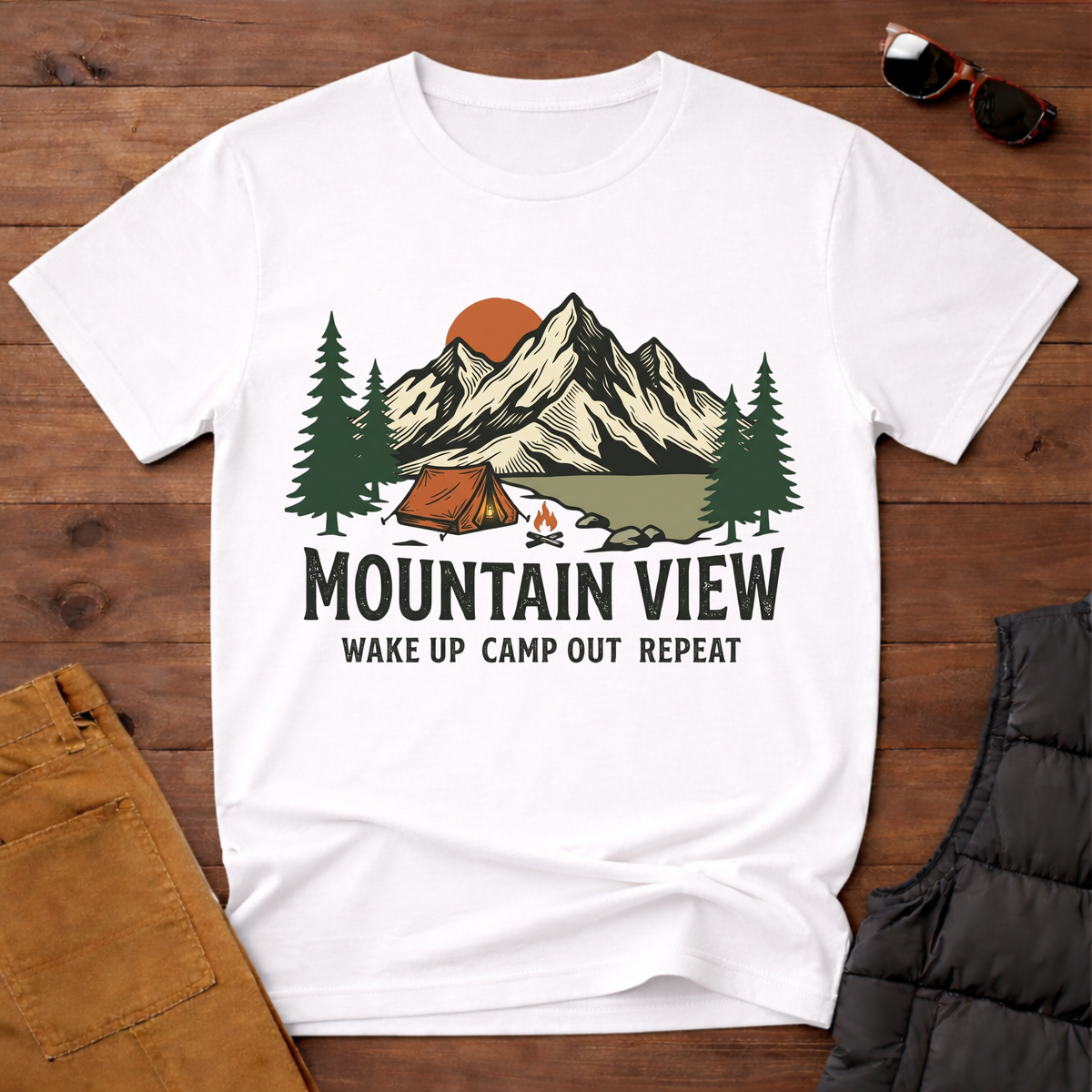 Mountain View / Wake Up Camp Out Repeat T Shirt