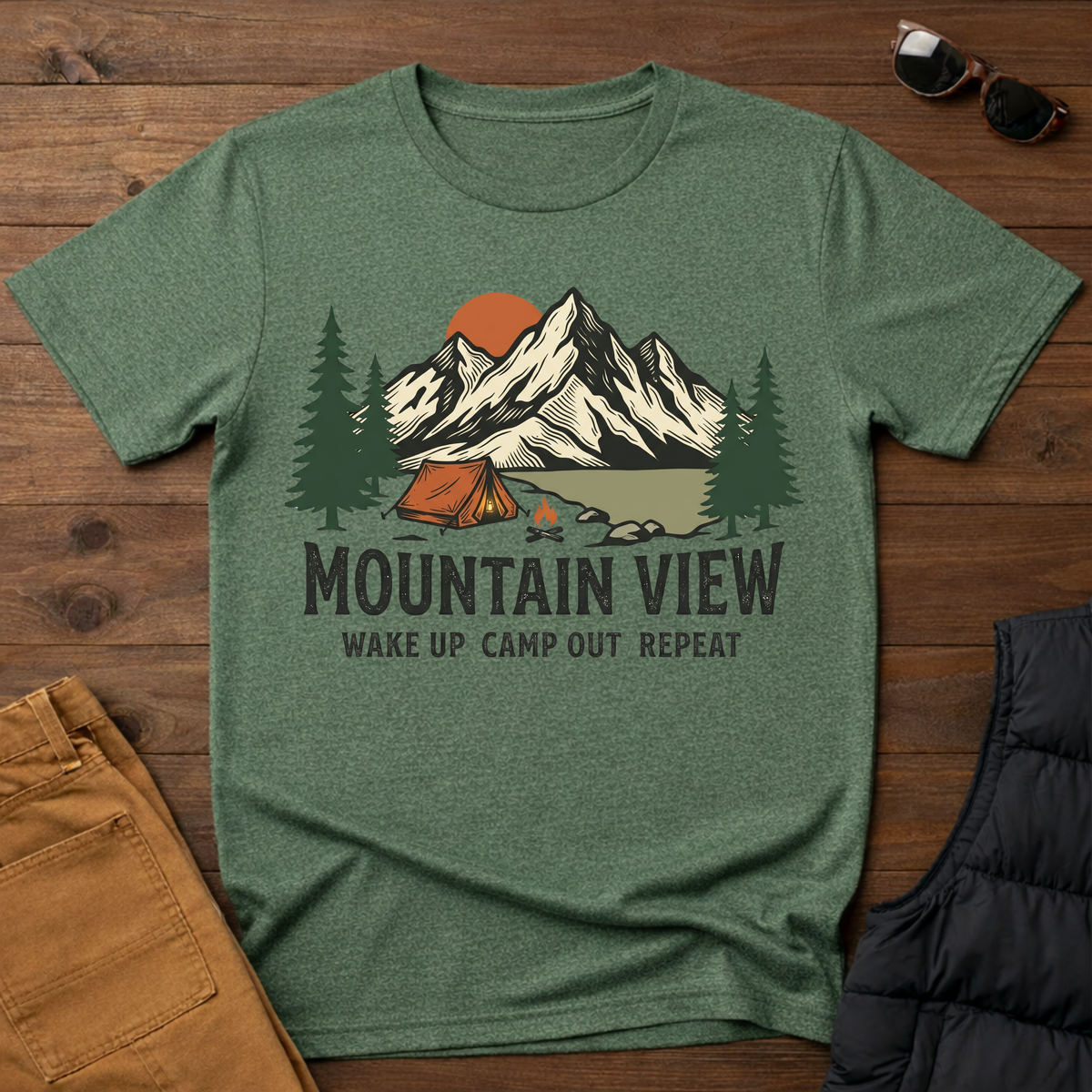 Mountain View / Wake Up Camp Out Repeat T Shirt