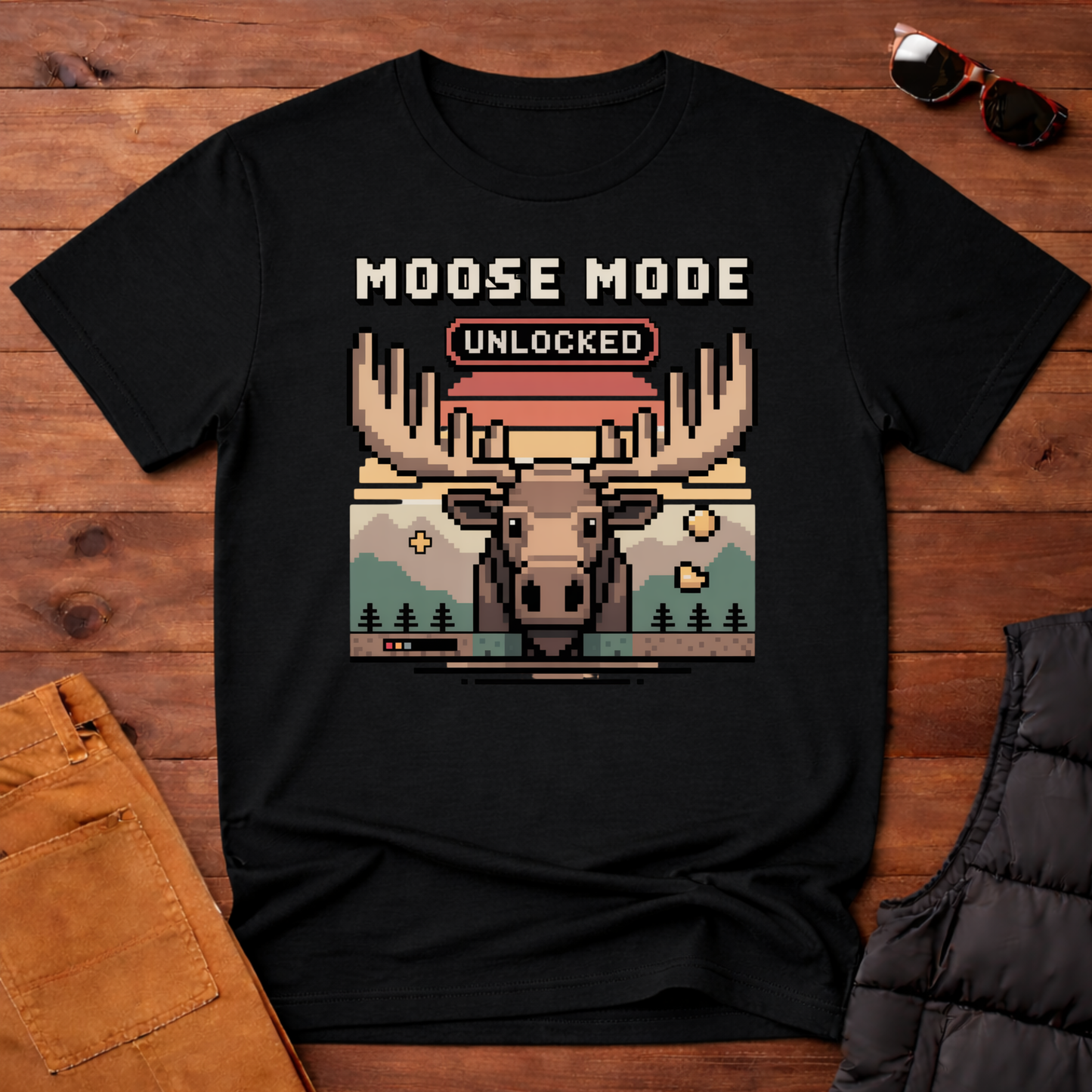 8-Bit Moose Mode Unlocked T-Shirt | Yampa Roots